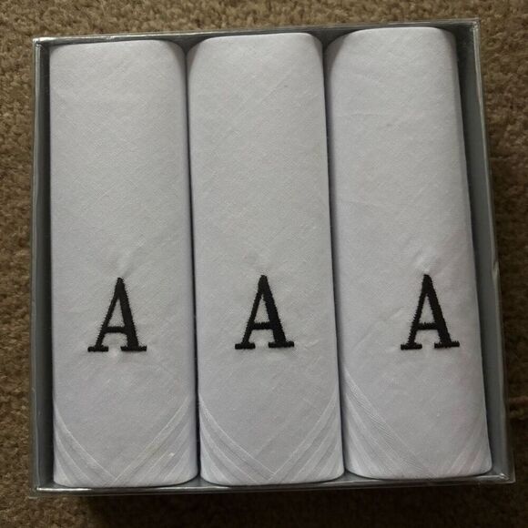 Vintage KMart Monogrammed A Handkerchief Set NOS - Picture 1 of 4